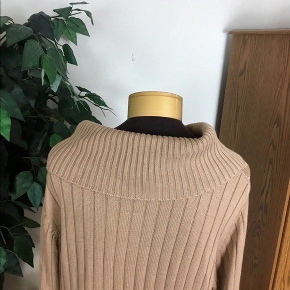 Studio Works Large split neck tan heavier weight sweater - Picture 12 of 14